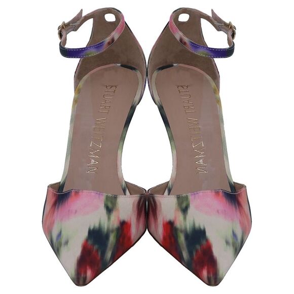 Stuart Weitzman Stuart 85 Strap Pumps Watercolor in Multicolor Satin